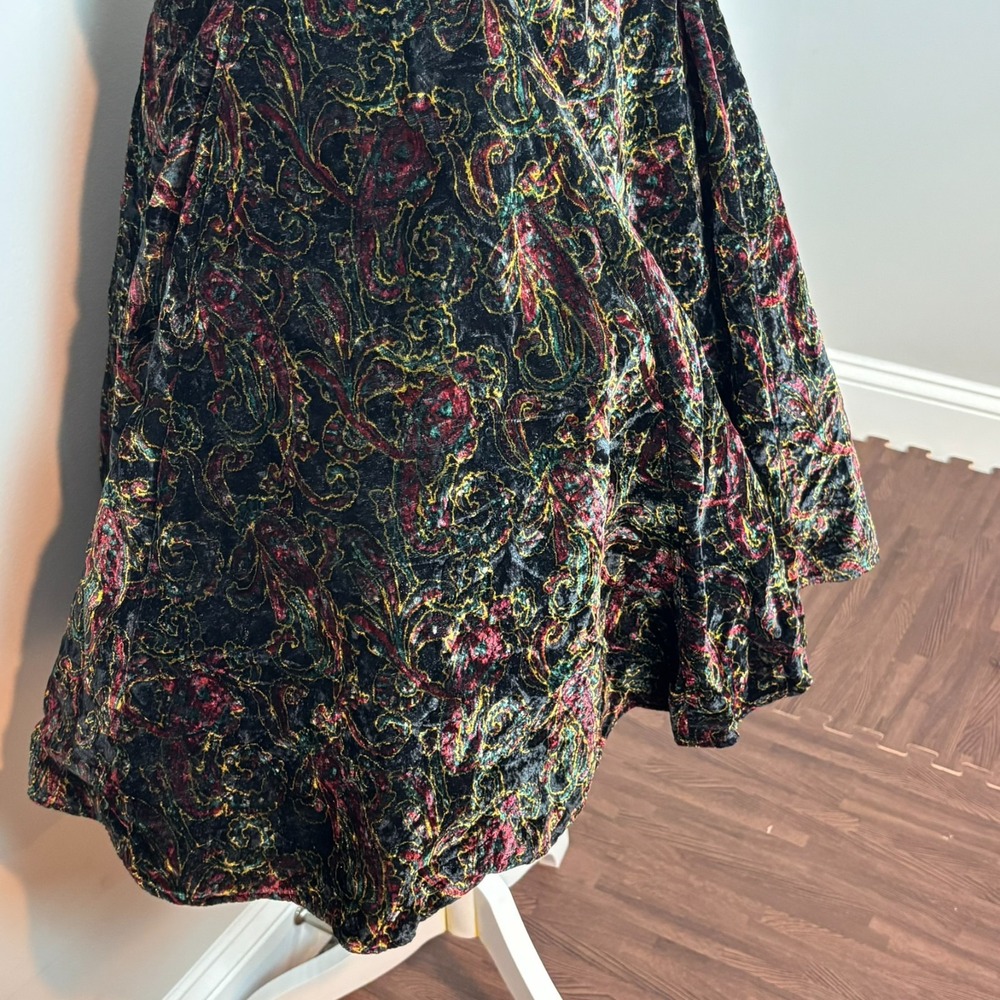 Masquerade VGT Y2K Velvet Floral Halter Sweetheart Neck Mini Dress Flare SZ 9 - Picture 3 of 11